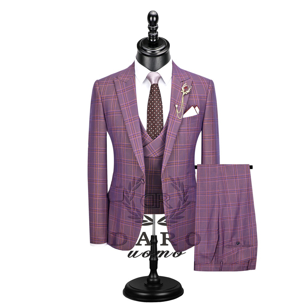 Men's 3 Piece Slim Fit blue purple Suits Blazer Men's 3 Piece Slim Fit blue purple Suits Blazer