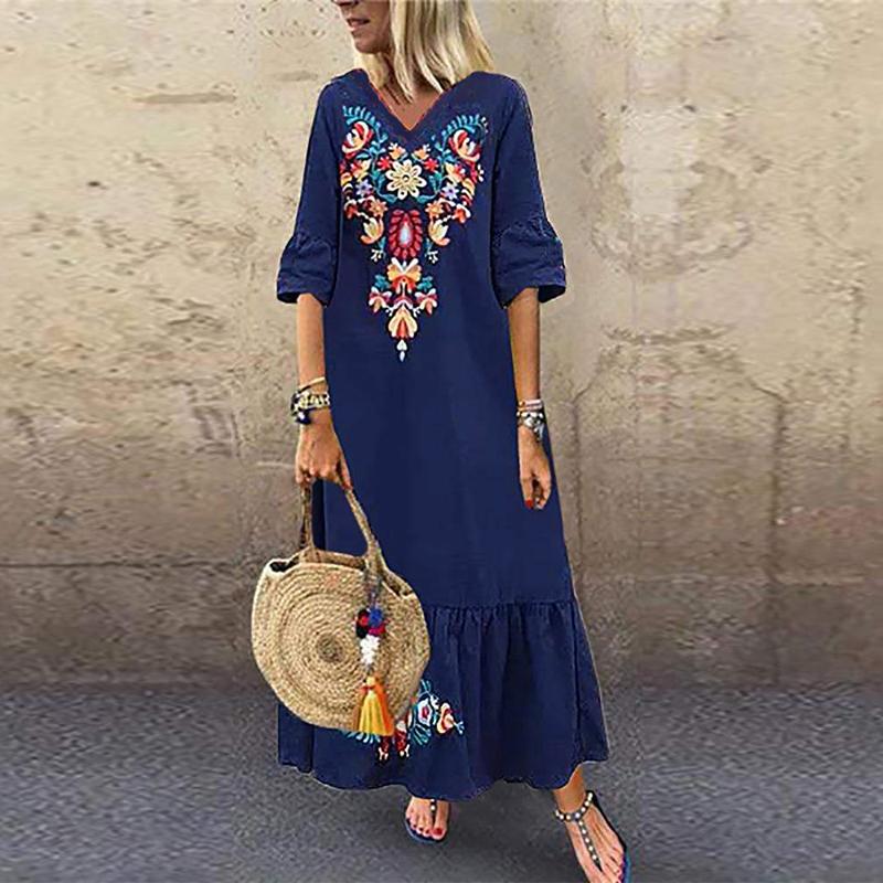 Women's Sundress Bohemian Printed Maxi Dress Summer Women's Sundress Bohemian Printed Maxi Dress Summer
