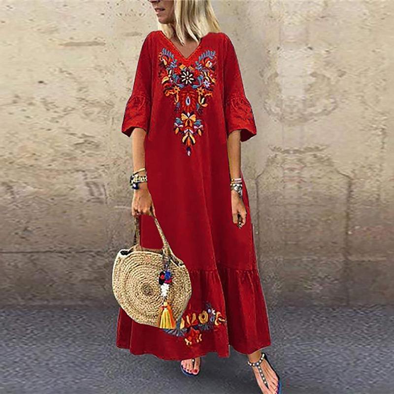 Women's Sundress Bohemian Printed Maxi Dress Summer Women's Sundress Bohemian Printed Maxi Dress Summer