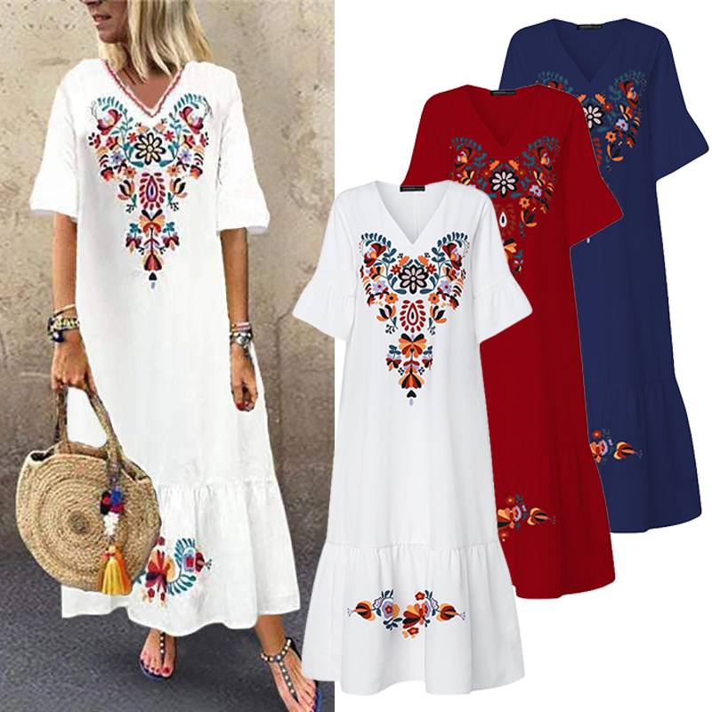 Women's Sundress Bohemian Printed Maxi Dress Summer Women's Sundress Bohemian Printed Maxi Dress Summer