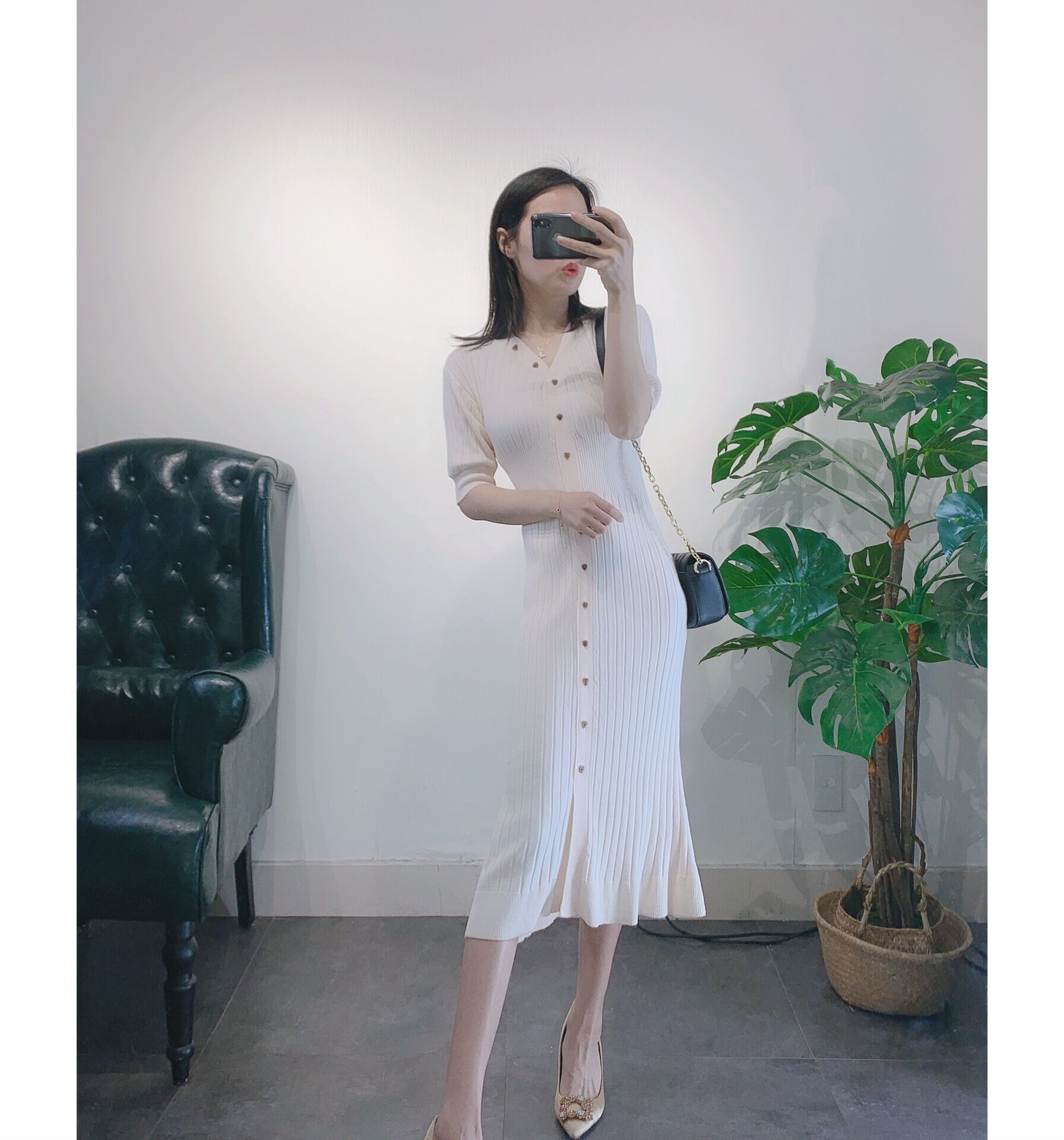 French long slim slim fringed knit short sleeve dress French long slim slim fringed knit short sleeve dress