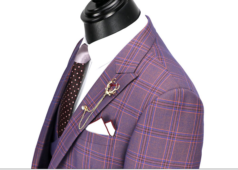 Men's 3 Piece Slim Fit blue purple Suits Blazer Men's 3 Piece Slim Fit blue purple Suits Blazer