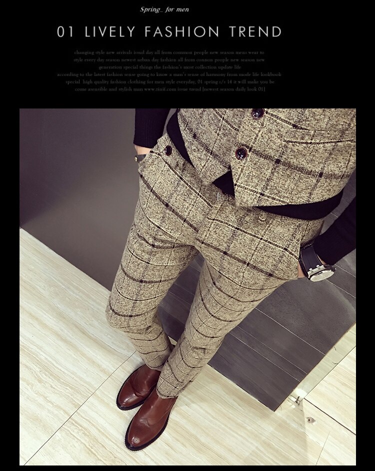Mens Plaid Pants British Slim Fit Dress Mens Plaid Pants British Slim Fit Dress