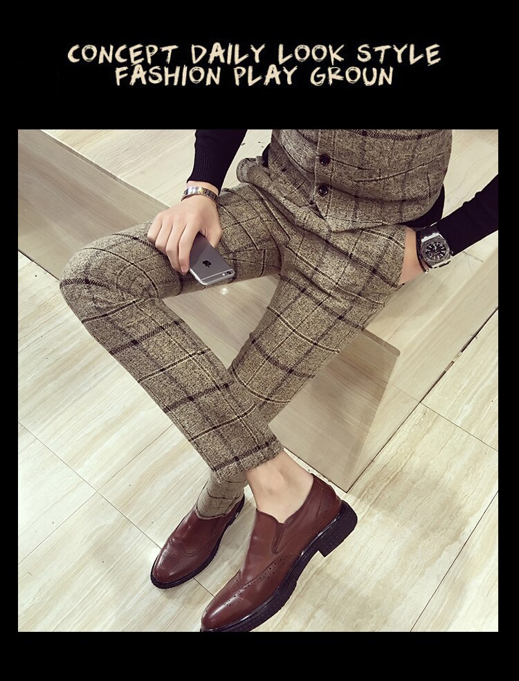 Mens Plaid Pants British Slim Fit Dress Mens Plaid Pants British Slim Fit Dress