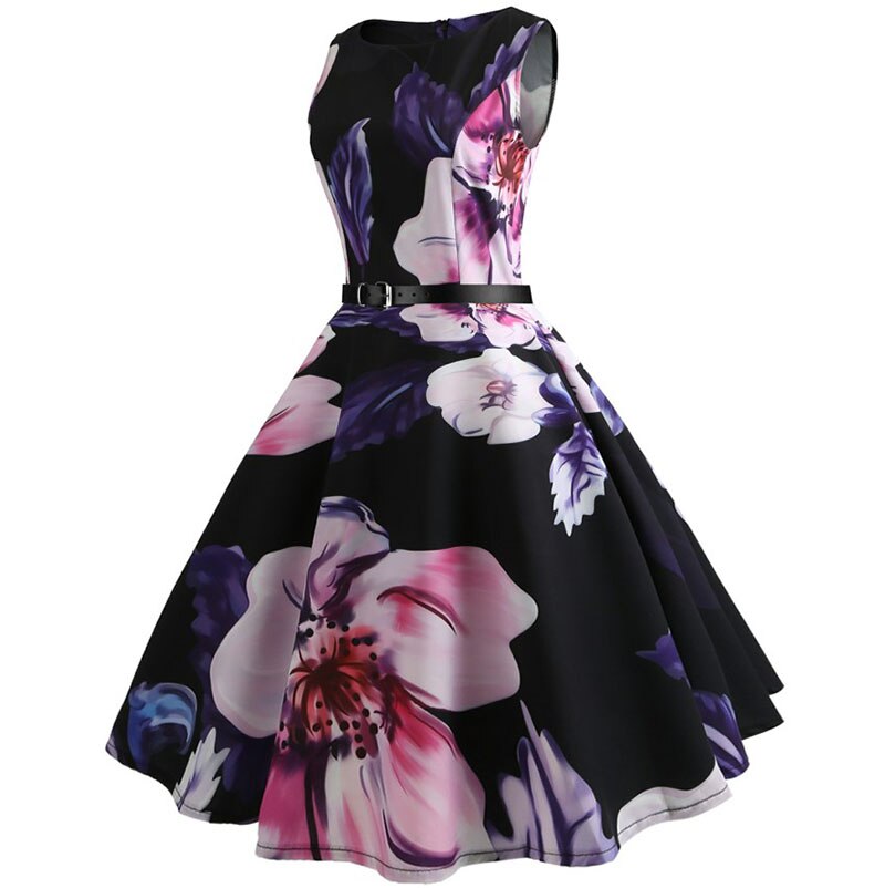 Casual Floral Retro Vintage Dress Casual Floral Retro Vintage Dress
