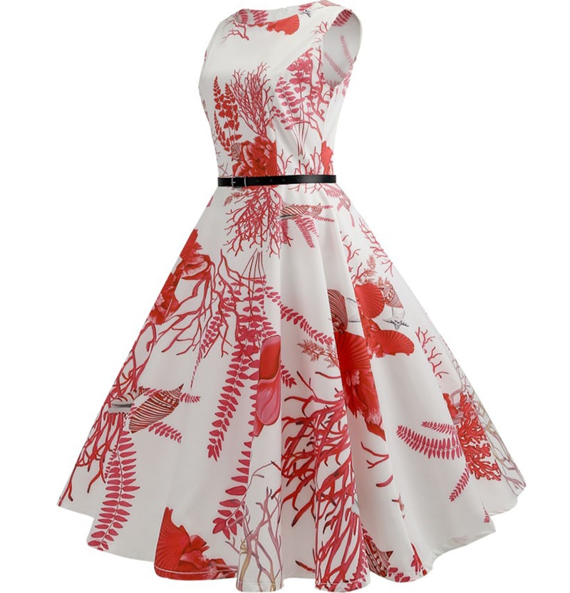 Casual Floral Retro Vintage Dress Casual Floral Retro Vintage Dress