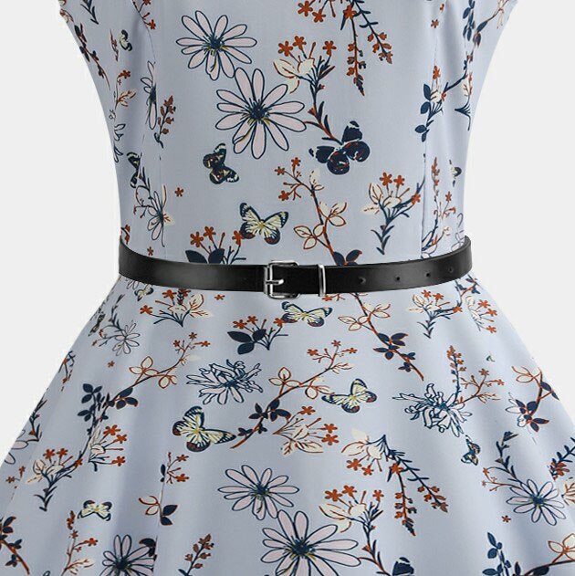 Casual Floral Retro Vintage Dress Casual Floral Retro Vintage Dress