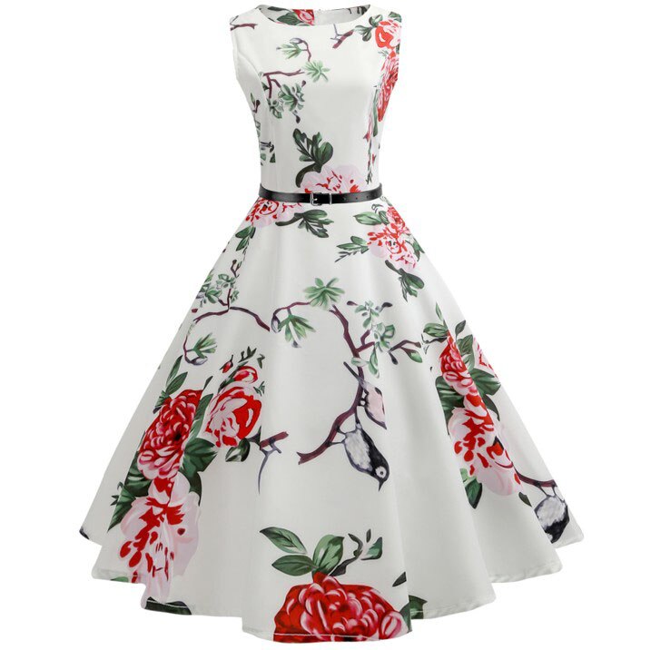 Casual Floral Retro Vintage Dress Casual Floral Retro Vintage Dress