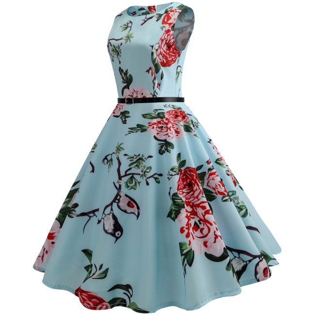 Casual Floral Retro Vintage Dress Casual Floral Retro Vintage Dress