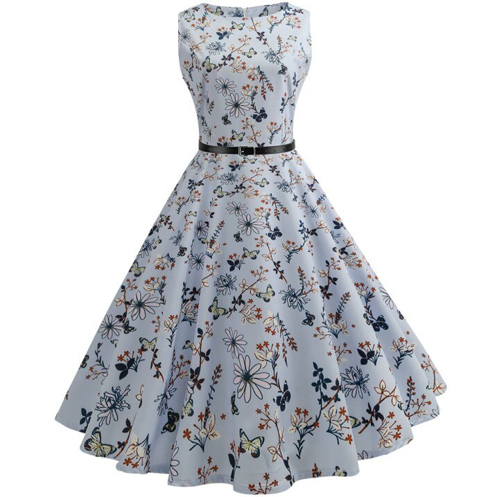 Casual Floral Retro Vintage Dress Casual Floral Retro Vintage Dress