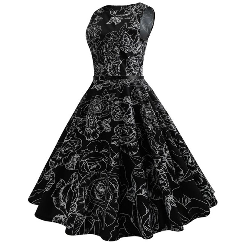 Casual Floral Retro Vintage Dress Casual Floral Retro Vintage Dress