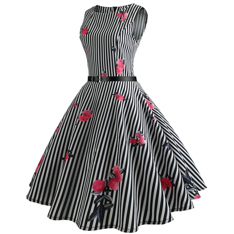 Casual Floral Retro Vintage Dress Casual Floral Retro Vintage Dress