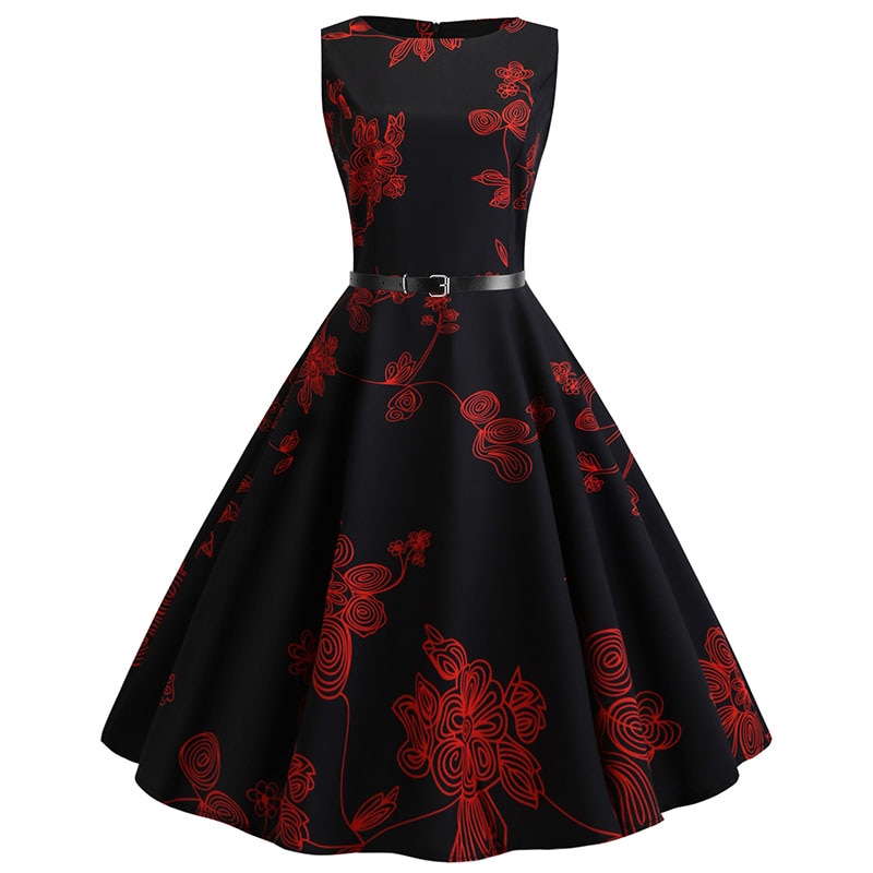 Casual Floral Retro Vintage Dress Casual Floral Retro Vintage Dress