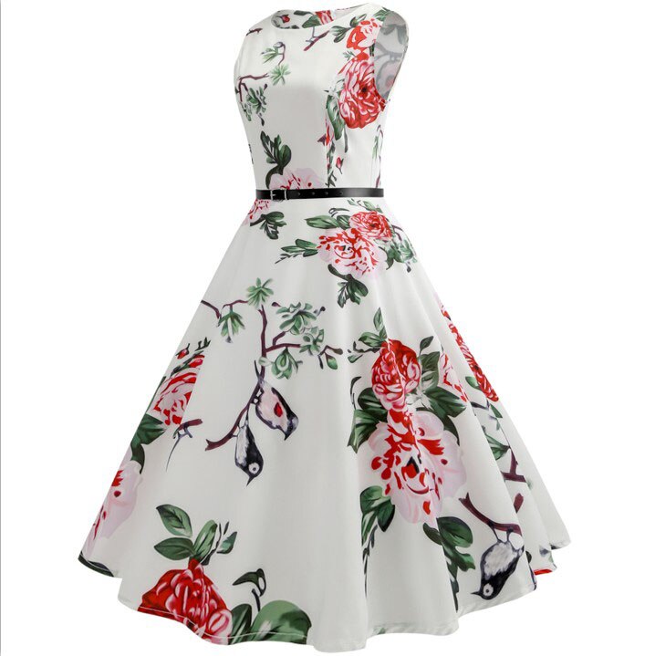 Casual Floral Retro Vintage Dress Casual Floral Retro Vintage Dress
