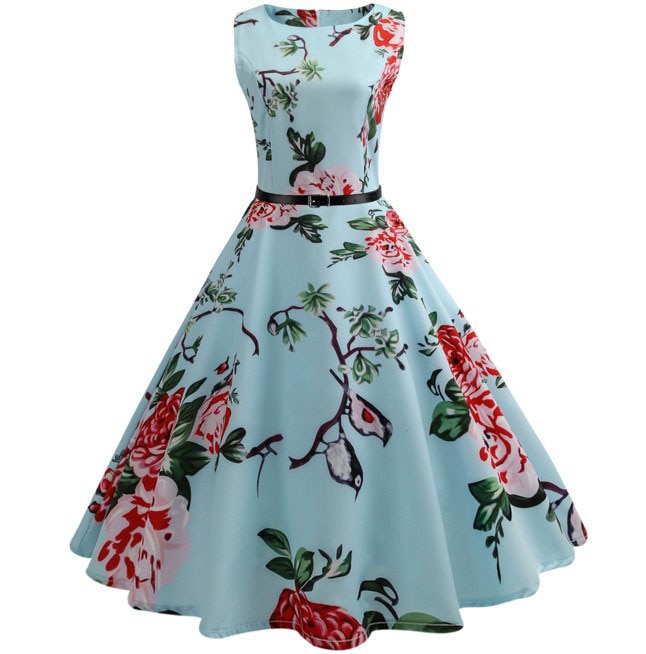 Casual Floral Retro Vintage Dress Casual Floral Retro Vintage Dress