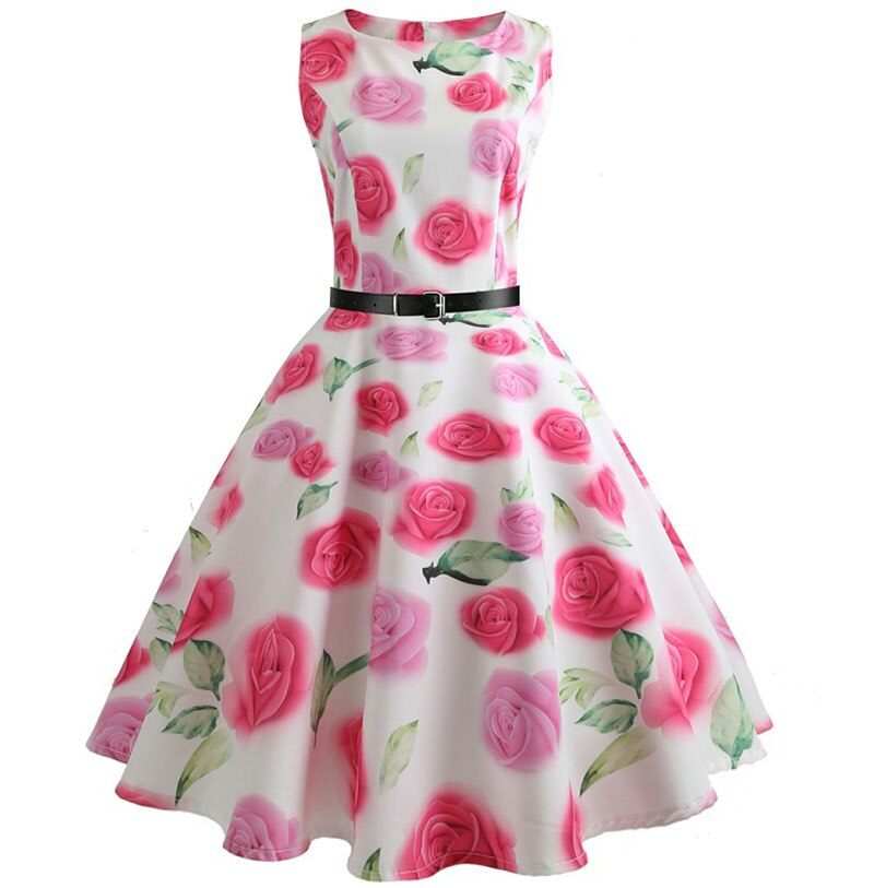Casual Floral Retro Vintage Dress Casual Floral Retro Vintage Dress