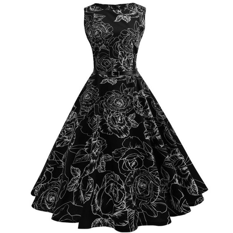 Casual Floral Retro Vintage Dress Casual Floral Retro Vintage Dress