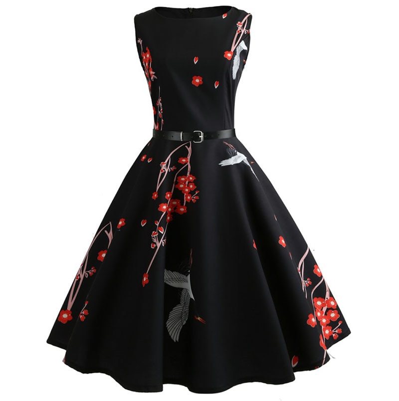 Casual Floral Retro Vintage Dress Casual Floral Retro Vintage Dress