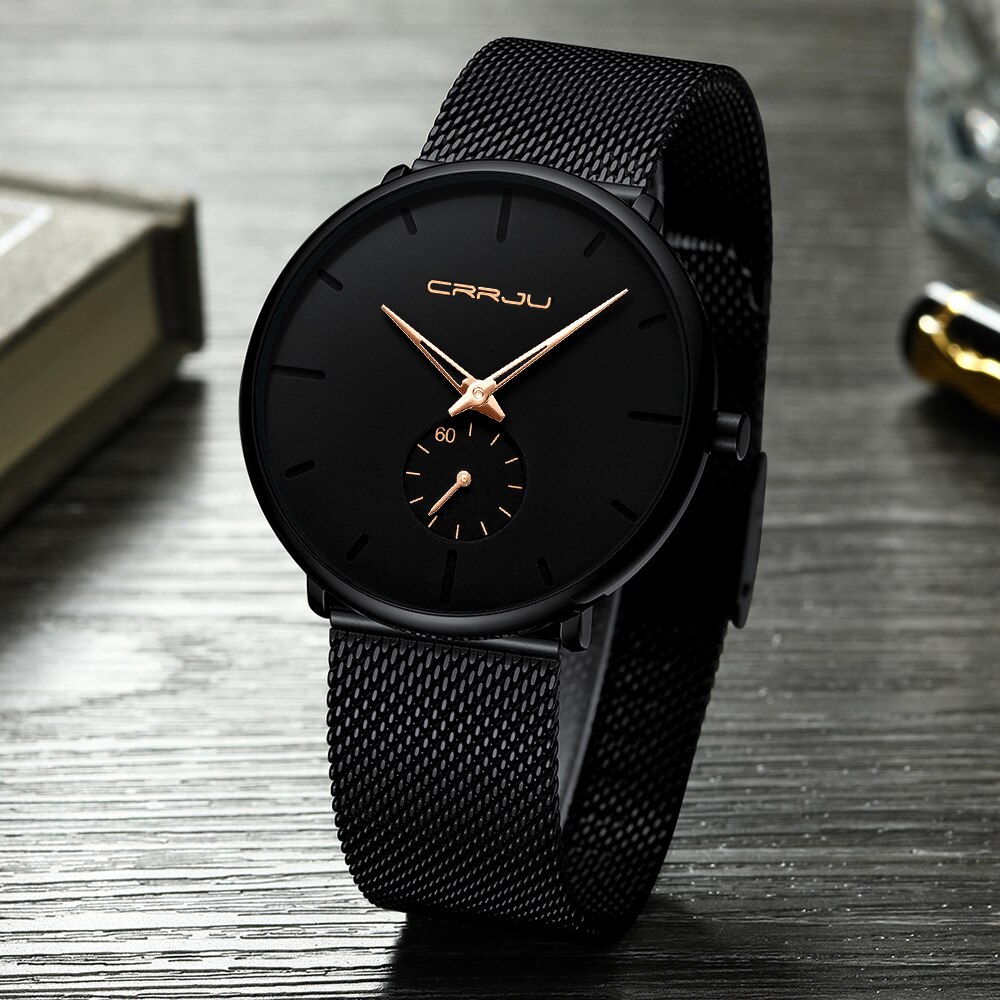 Men Casual Slim Mesh Steel Waterproof Sport Watch Men Casual Slim Mesh Steel Waterproof Sport Watch