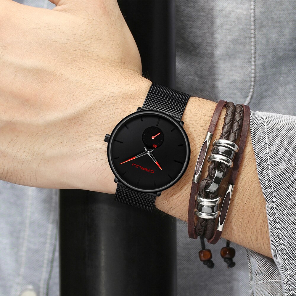 Men Casual Slim Mesh Steel Waterproof Sport Watch Men Casual Slim Mesh Steel Waterproof Sport Watch