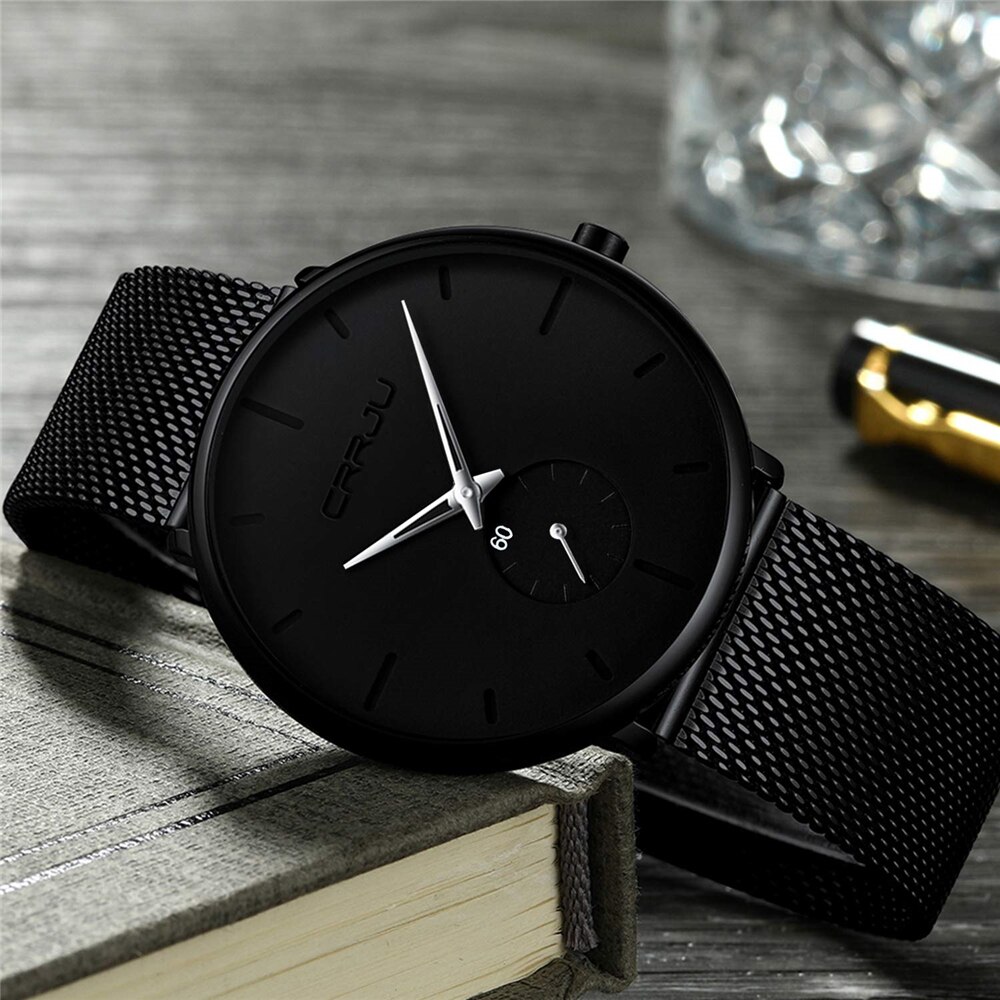 Men Casual Slim Mesh Steel Waterproof Sport Watch Men Casual Slim Mesh Steel Waterproof Sport Watch