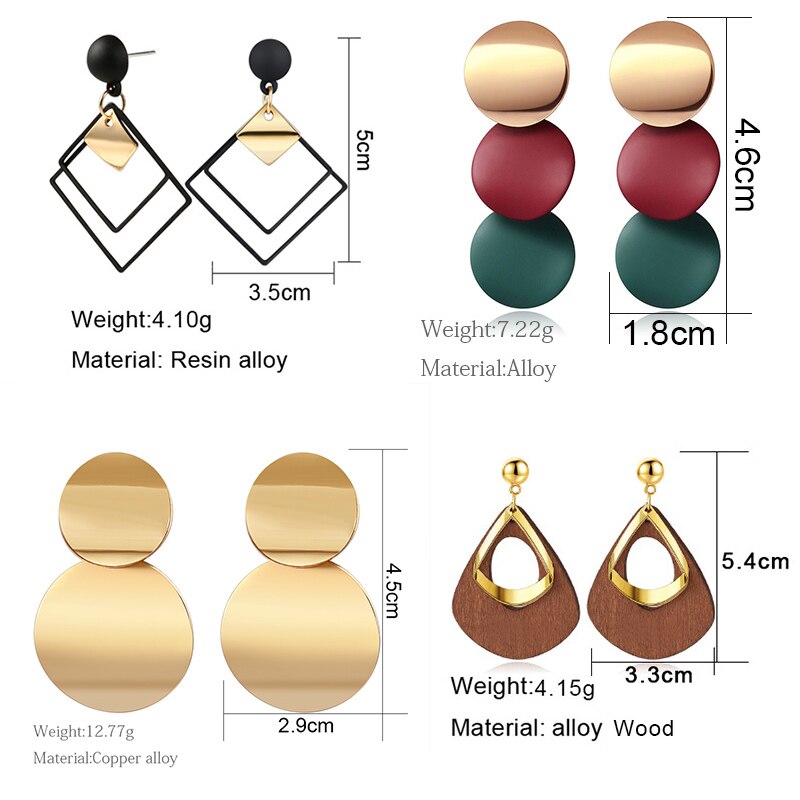 Geometric Gold Dangle Drop Earrings Geometric Gold Dangle Drop Earrings