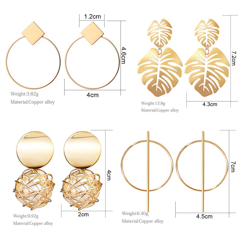 Geometric Gold Dangle Drop Earrings Geometric Gold Dangle Drop Earrings
