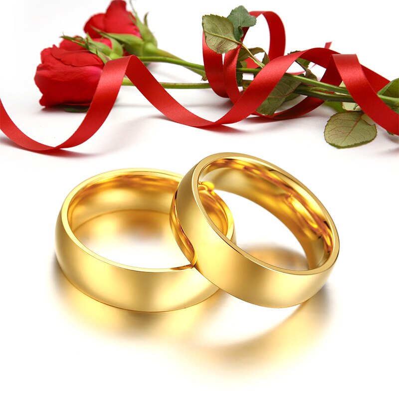 Smooth Gold Silver Color Wedding Rings