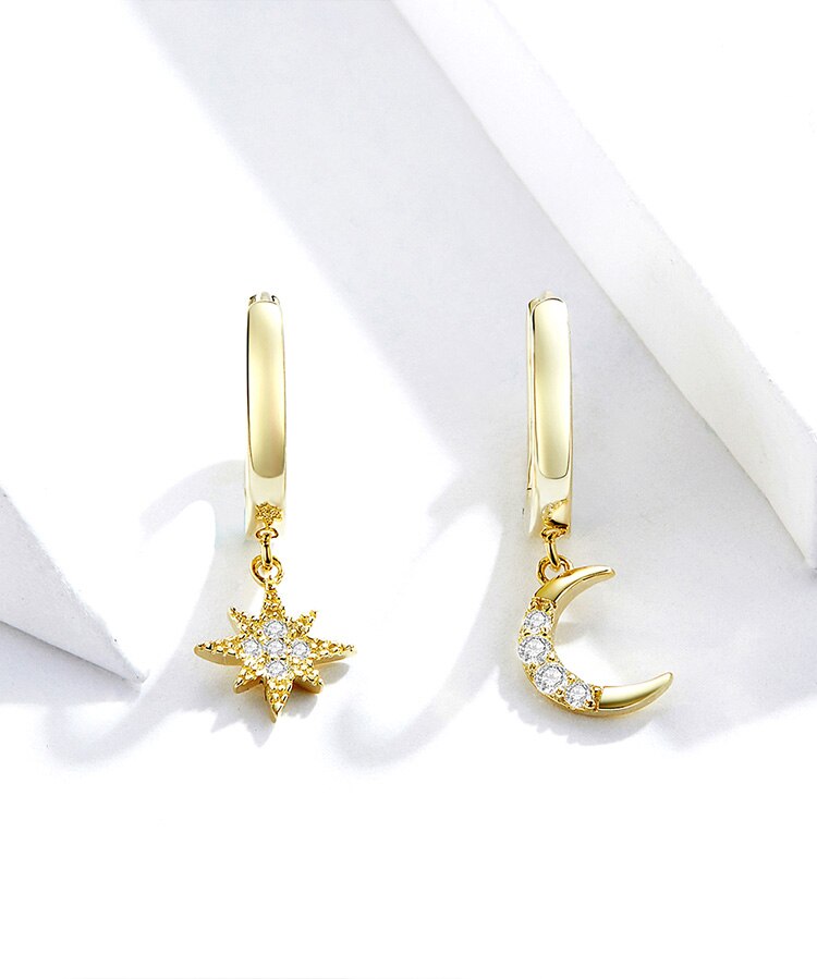 Moon and Star Dangle Earrings Moon and Star Dangle Earrings