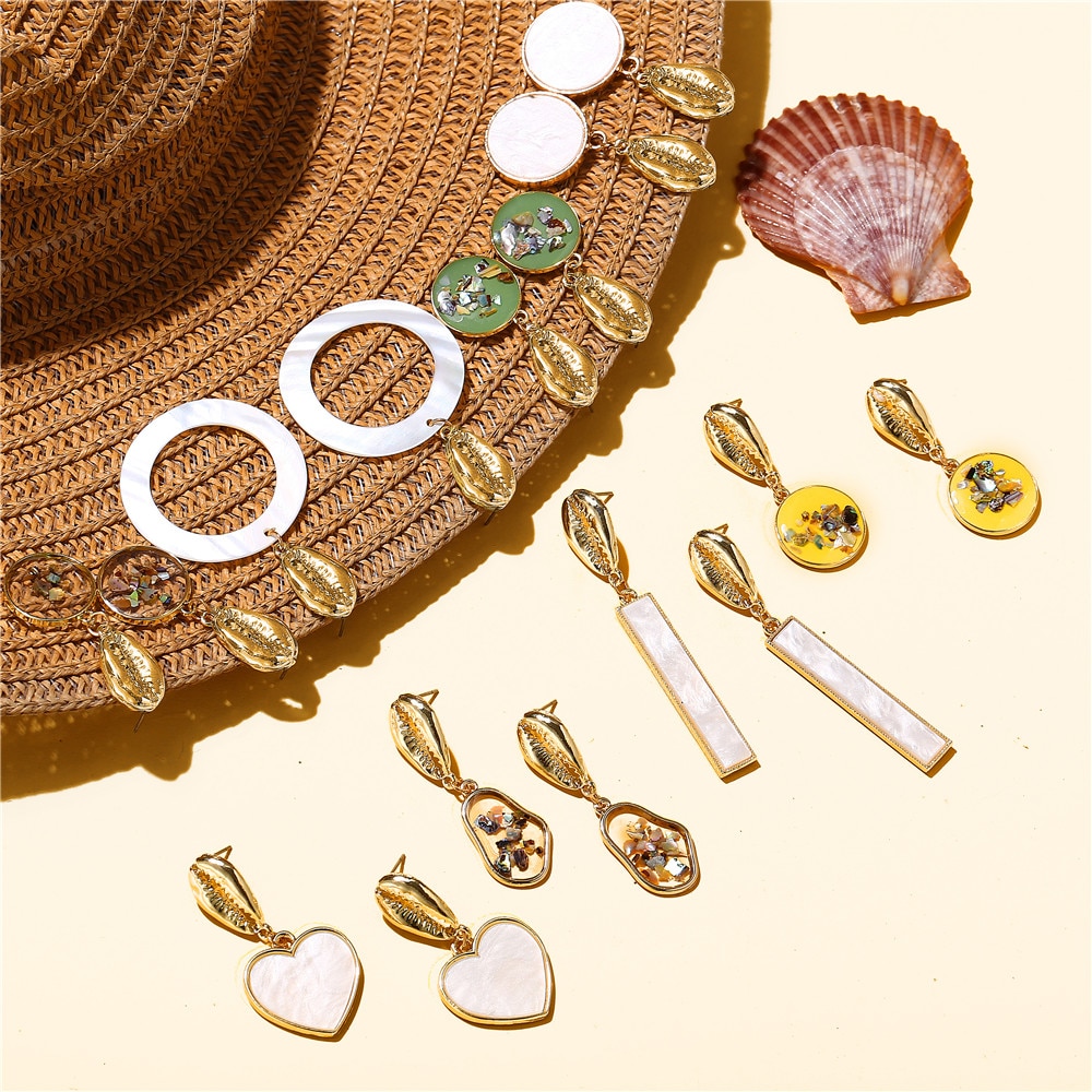 Geometric Shell Earrings For Women Geometric Shell Earrings For Women