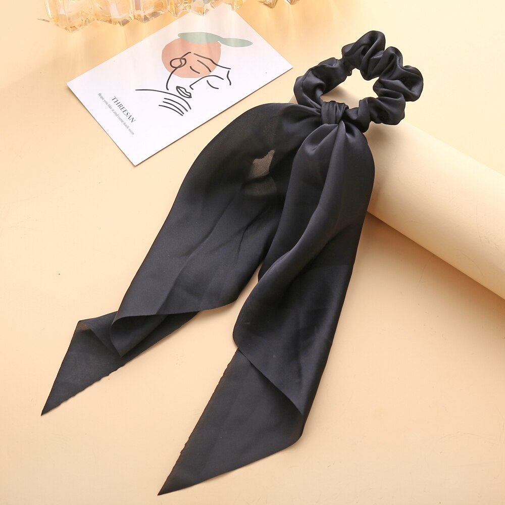 Floral Print Scrunchies Solid Long Hair Ribbon Floral Print Scrunchies Solid Long Hair Ribbon