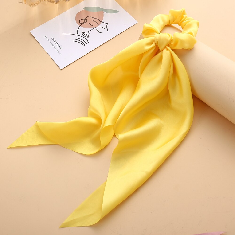 Floral Print Scrunchies Solid Long Hair Ribbon Floral Print Scrunchies Solid Long Hair Ribbon