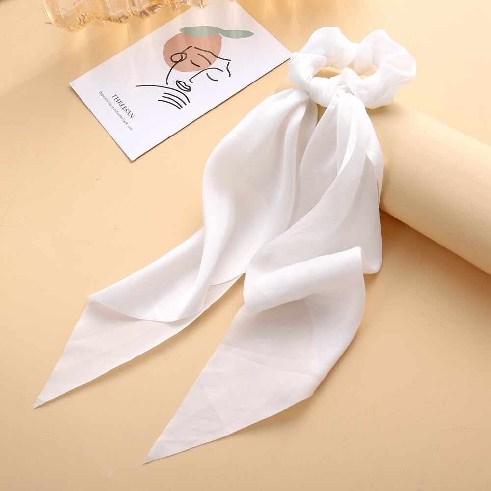 Floral Print Scrunchies Solid Long Hair Ribbon Floral Print Scrunchies Solid Long Hair Ribbon