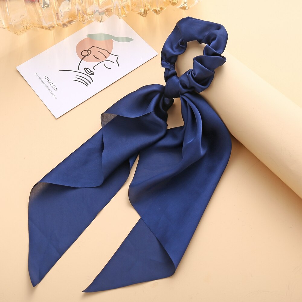 Floral Print Scrunchies Solid Long Hair Ribbon Floral Print Scrunchies Solid Long Hair Ribbon