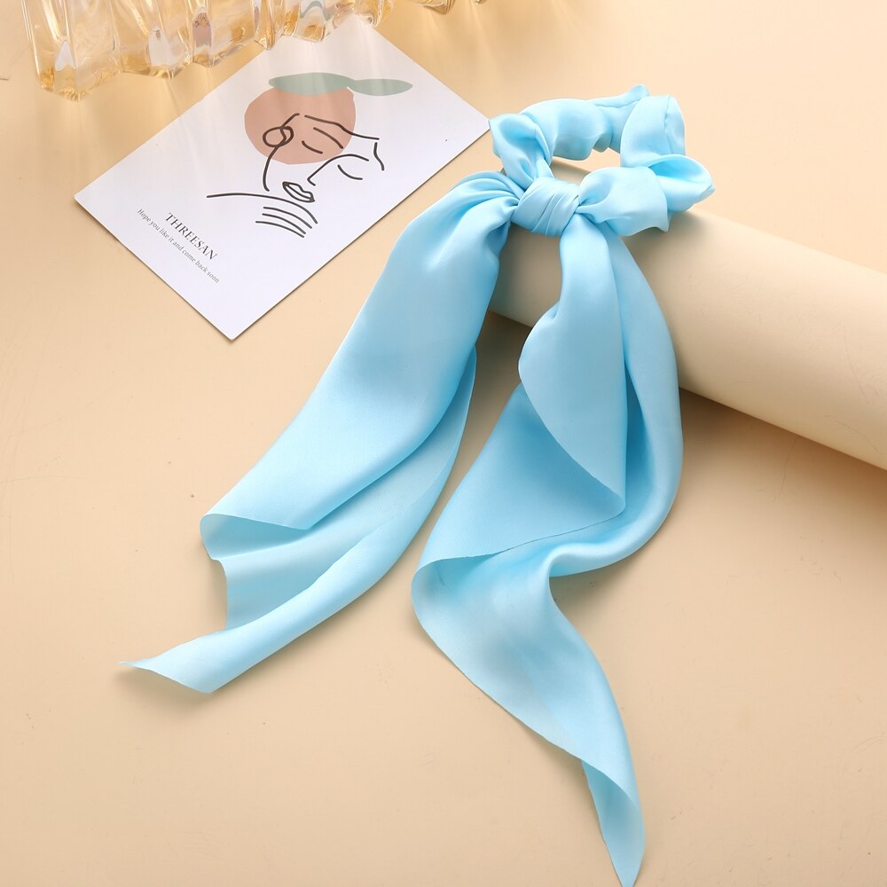 Floral Print Scrunchies Solid Long Hair Ribbon Floral Print Scrunchies Solid Long Hair Ribbon