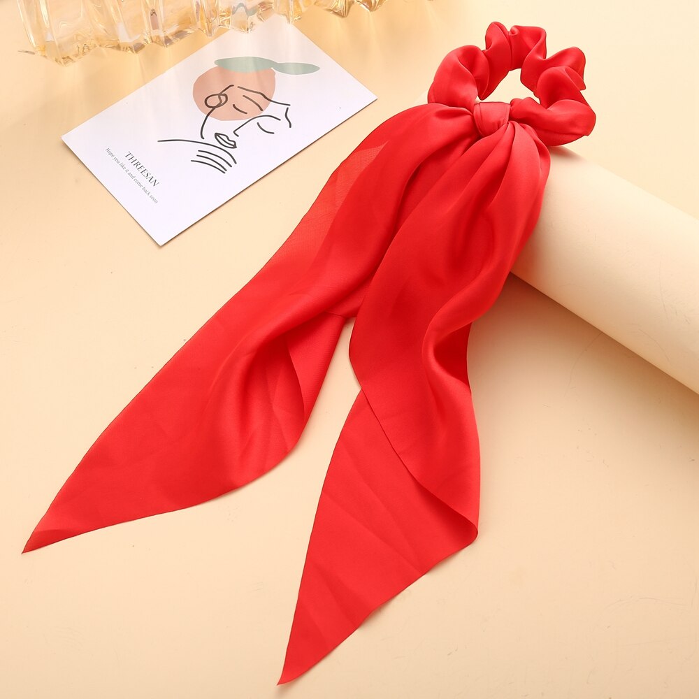 Floral Print Scrunchies Solid Long Hair Ribbon Floral Print Scrunchies Solid Long Hair Ribbon