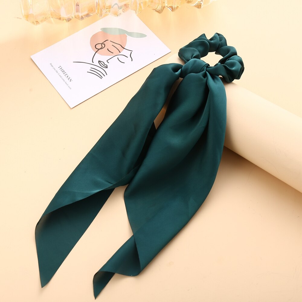 Floral Print Scrunchies Solid Long Hair Ribbon Floral Print Scrunchies Solid Long Hair Ribbon