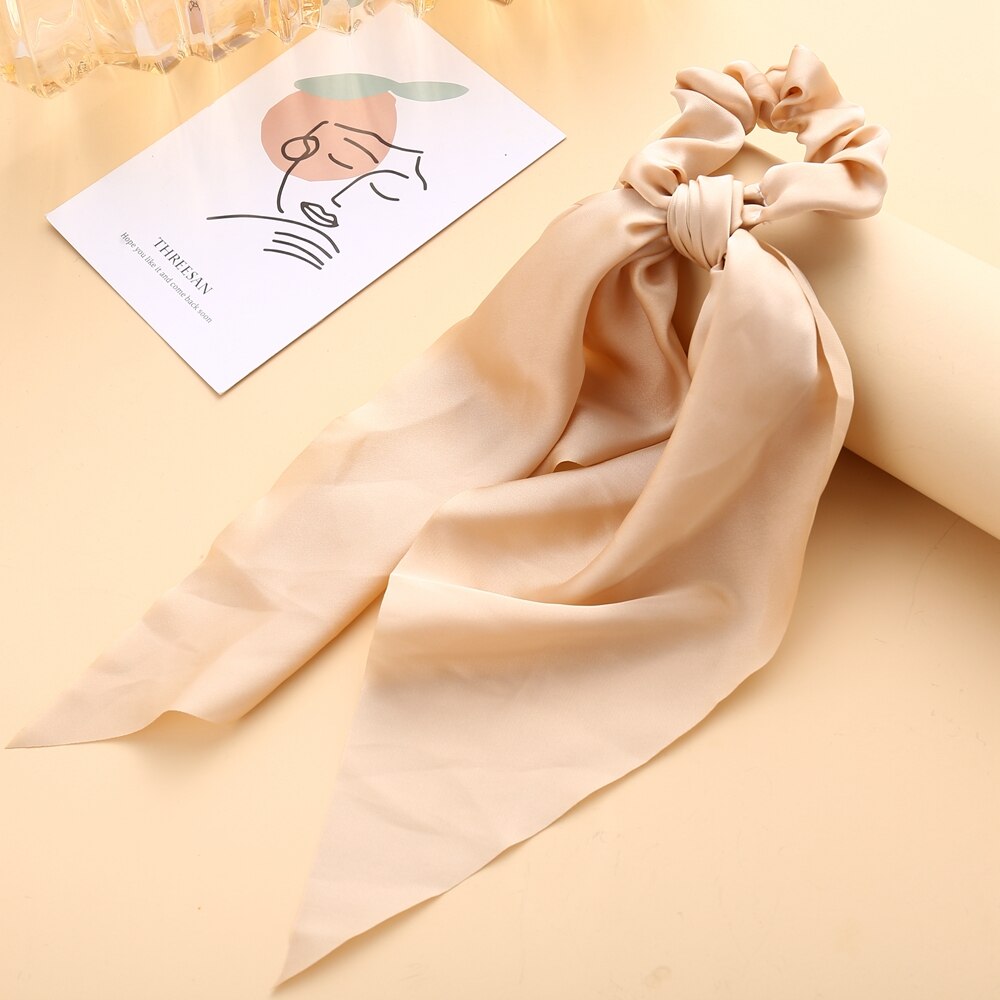 Floral Print Scrunchies Solid Long Hair Ribbon Floral Print Scrunchies Solid Long Hair Ribbon