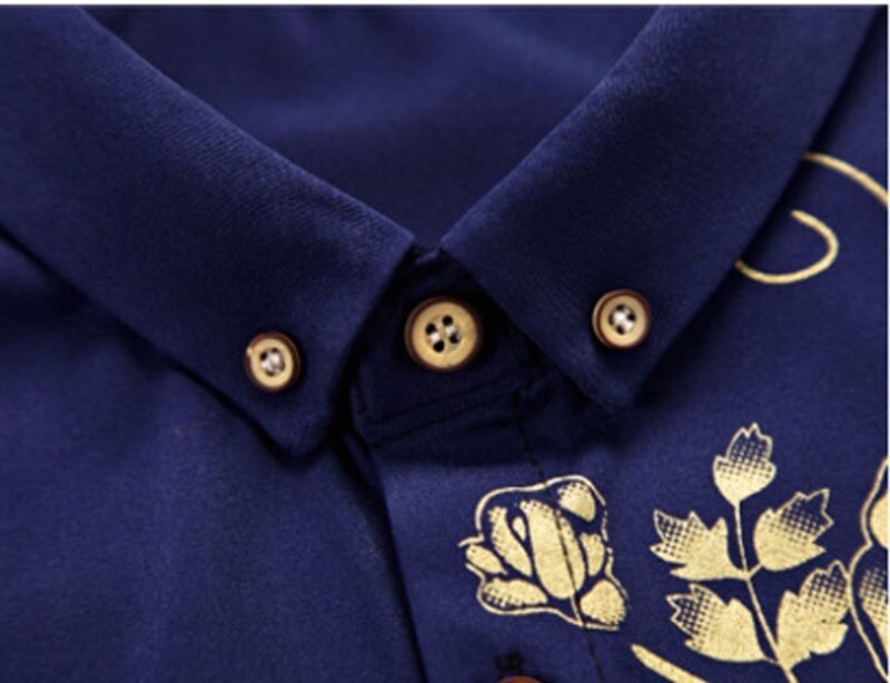 Brand Wine Red Mens Dress Shirts 2018 Fashion Golden Rose Flower Print Button Down Shirt Men Slim Fit Long Sleeve Chemise Homme Brand Wine Red Mens Dress Shirts 2018 Fashion Golden Rose Flower Print Button Down Shirt Men Slim Fit Long Sleeve Chemise Homme