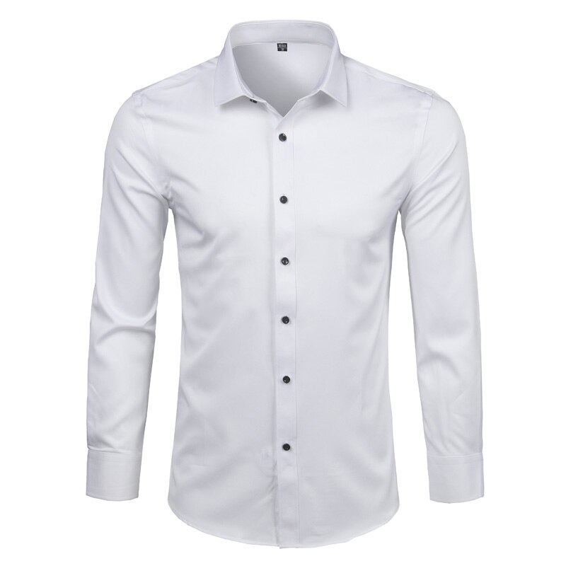 Men's Bamboo Fiber Dress Shirts Casual Slim Fit Long Sleeve Male Social Shirts Comfortable Non Iron Solid Chemise Homme Blue Men's Bamboo Fiber Dress Shirts Casual Slim Fit Long Sleeve Male Social Shirts Comfortable Non Iron Solid Chemise Homme Blue