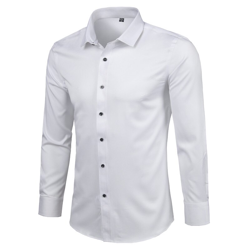 Men's Bamboo Fiber Dress Shirts Casual Slim Fit Long Sleeve Male Social Shirts Comfortable Non Iron Solid Chemise Homme Blue Men's Bamboo Fiber Dress Shirts Casual Slim Fit Long Sleeve Male Social Shirts Comfortable Non Iron Solid Chemise Homme Blue