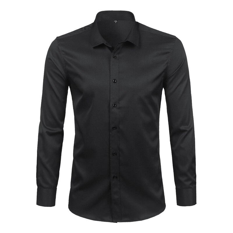 Men's Bamboo Fiber Dress Shirts Casual Slim Fit Long Sleeve Male Social Shirts Comfortable Non Iron Solid Chemise Homme Blue Men's Bamboo Fiber Dress Shirts Casual Slim Fit Long Sleeve Male Social Shirts Comfortable Non Iron Solid Chemise Homme Blue