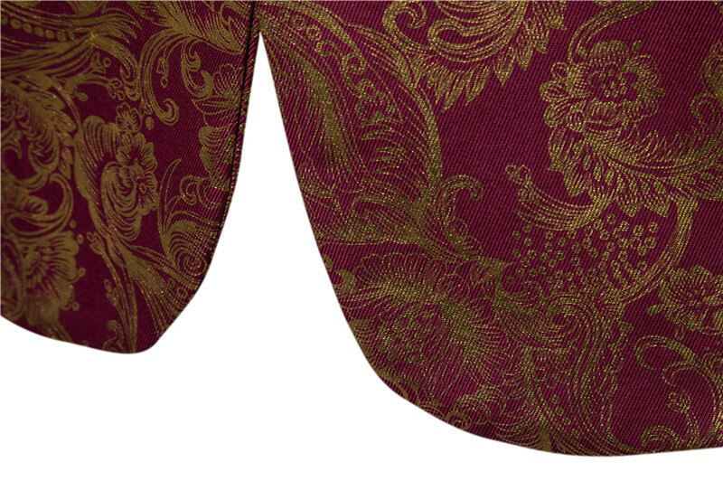Gold Coated Metallic Suit Men Jacket Glitter Bronzing Floral Print Blazer Jacket Men Slim One button Nightclub DJ Stage Costumes Gold Coated Metallic Suit Men Jacket Glitter Bronzing Floral Print Blazer Jacket Men Slim One button Nightclub DJ Stage Costumes
