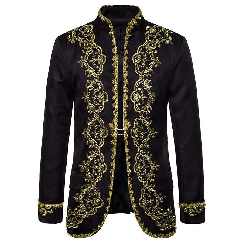 Gold Embroidery Palace Mens Blazers British Baroque Party Wedding Festival Costume Mens Dress Suit Jacket Blazer Masculino XXL Gold Embroidery Palace Mens Blazers British Baroque Party Wedding Festival Costume Mens Dress Suit Jacket Blazer Masculino XXL