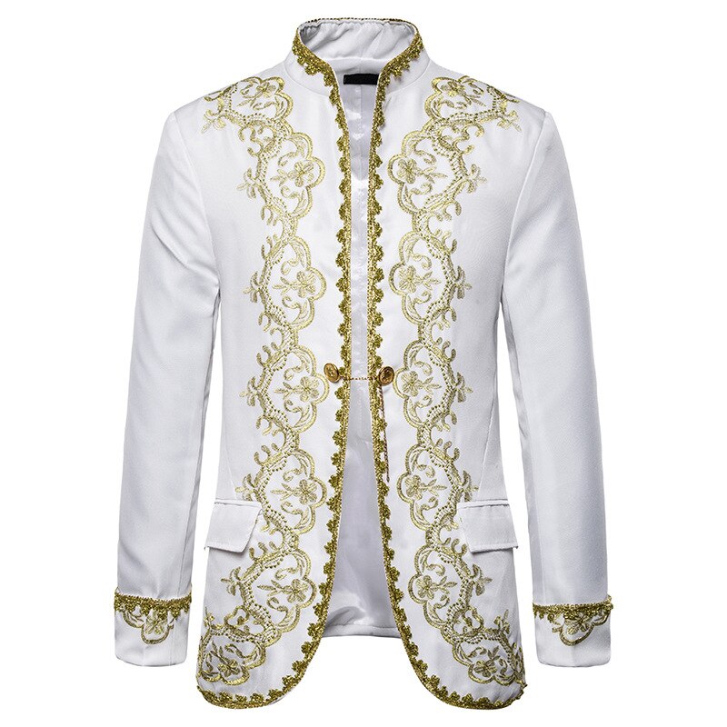 Gold Embroidery Palace Mens Blazers British Baroque Party Wedding Festival Costume Mens Dress Suit Jacket Blazer Masculino XXL Gold Embroidery Palace Mens Blazers British Baroque Party Wedding Festival Costume Mens Dress Suit Jacket Blazer Masculino XXL