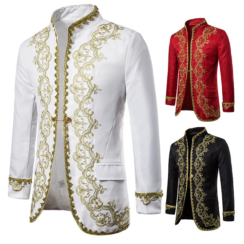 Gold Embroidery Palace Mens Blazers British Baroque Party Wedding Festival Costume Mens Dress Suit Jacket Blazer Masculino XXL Gold Embroidery Palace Mens Blazers British Baroque Party Wedding Festival Costume Mens Dress Suit Jacket Blazer Masculino XXL