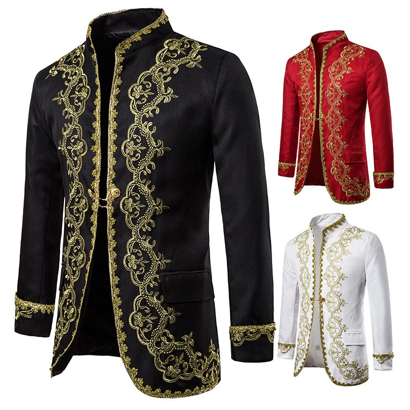 Gold Embroidery Palace Mens Blazers British Baroque Party Wedding Festival Costume Mens Dress Suit Jacket Blazer Masculino XXL Gold Embroidery Palace Mens Blazers British Baroque Party Wedding Festival Costume Mens Dress Suit Jacket Blazer Masculino XXL