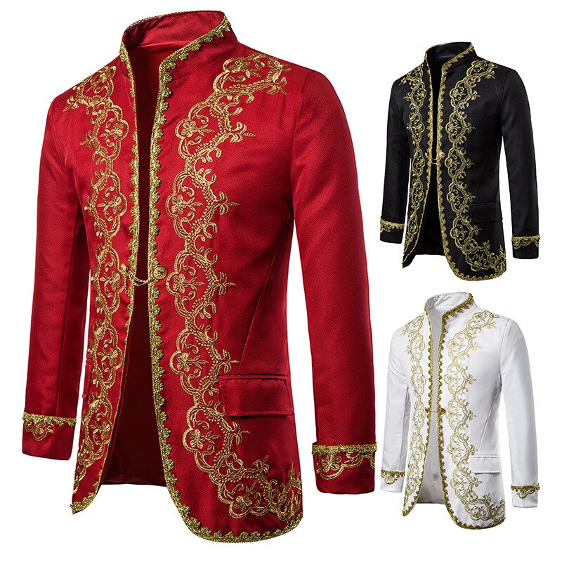 Gold Embroidery Palace Mens Blazers British Baroque Party Wedding Festival Costume Mens Dress Suit Jacket Blazer Masculino XXL Gold Embroidery Palace Mens Blazers British Baroque Party Wedding Festival Costume Mens Dress Suit Jacket Blazer Masculino XXL