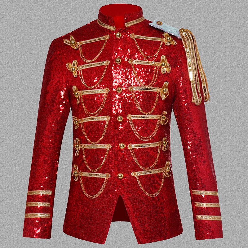 Sequin Embellished Blazer Jacket Men Stage Party Mens Suit Jacket Military Dress Tuxedo Men Blazer Singer Show DJ Costume Homme Sequin Embellished Blazer Jacket Men Stage Party Mens Suit Jacket Military Dress Tuxedo Men Blazer Singer Show DJ Costume Homme