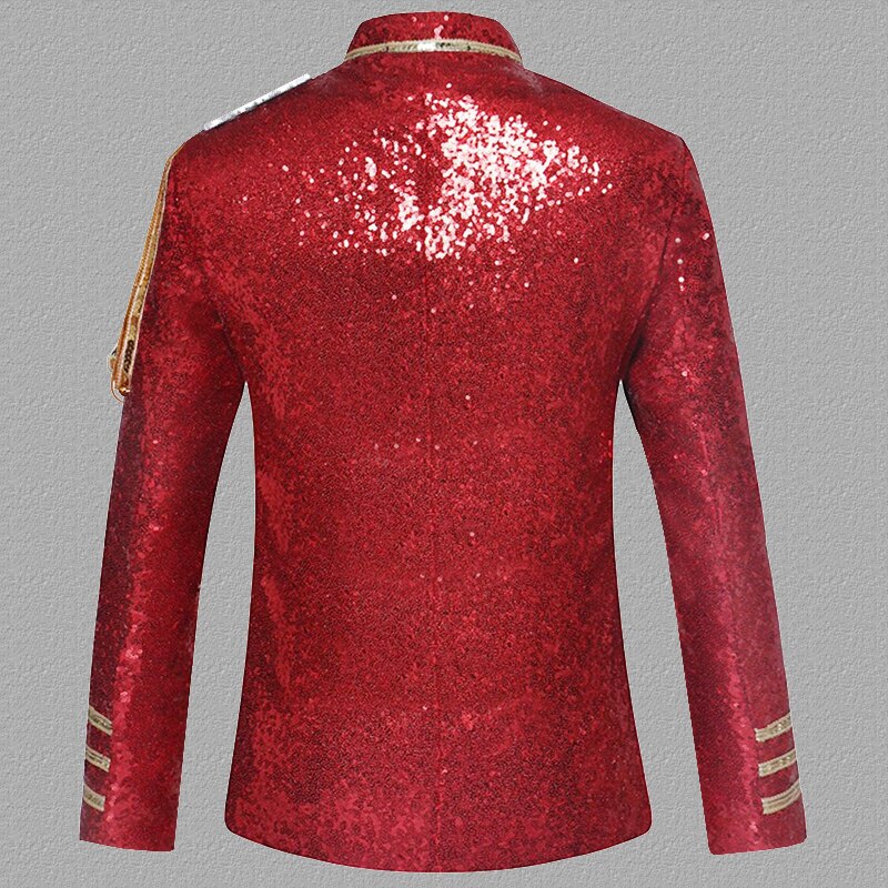Sequin Embellished Blazer Jacket Men Stage Party Mens Suit Jacket Military Dress Tuxedo Men Blazer Singer Show DJ Costume Homme Sequin Embellished Blazer Jacket Men Stage Party Mens Suit Jacket Military Dress Tuxedo Men Blazer Singer Show DJ Costume Homme